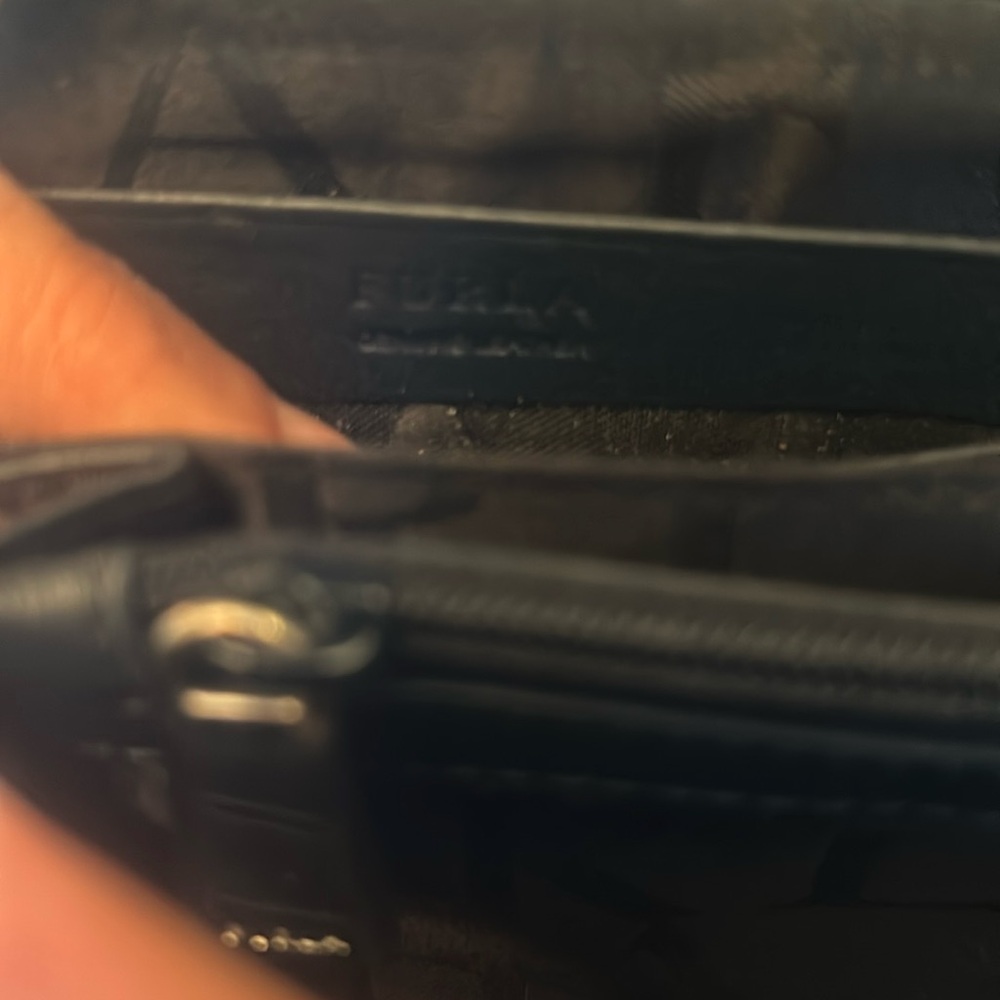 Furla Croc Embossed Teal Leather Full Zip Wallet - Picture 9 of 11